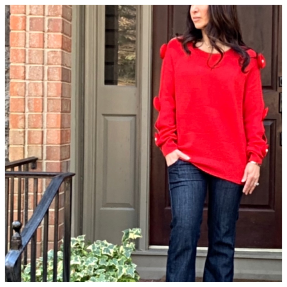 ✨LAST ONE✨PARIS✨Red Chic sleeves detail sweater - Picture 4 of 7